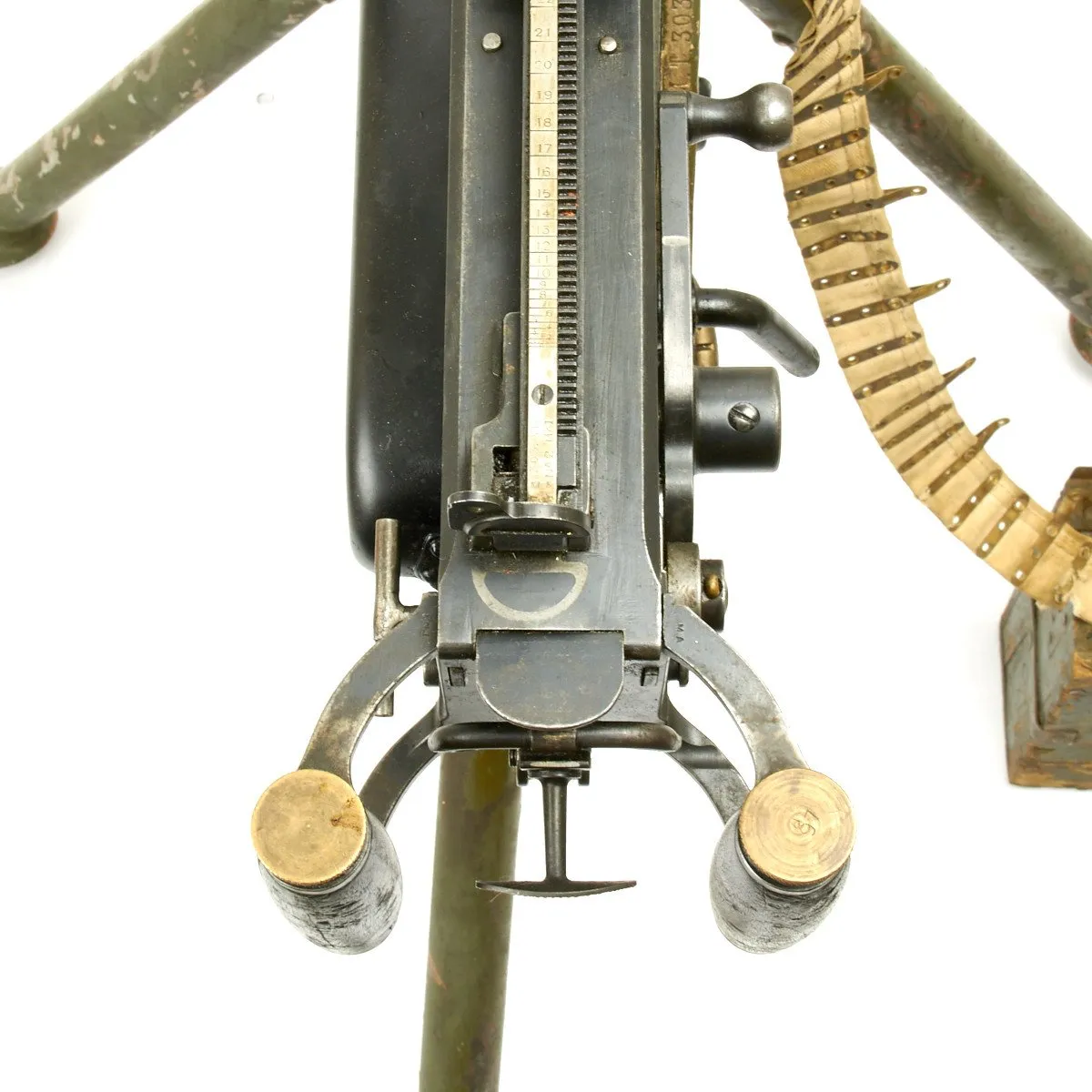 Original British WWI Fluted Vickers Display Machine Gun with Tripod and Accessories