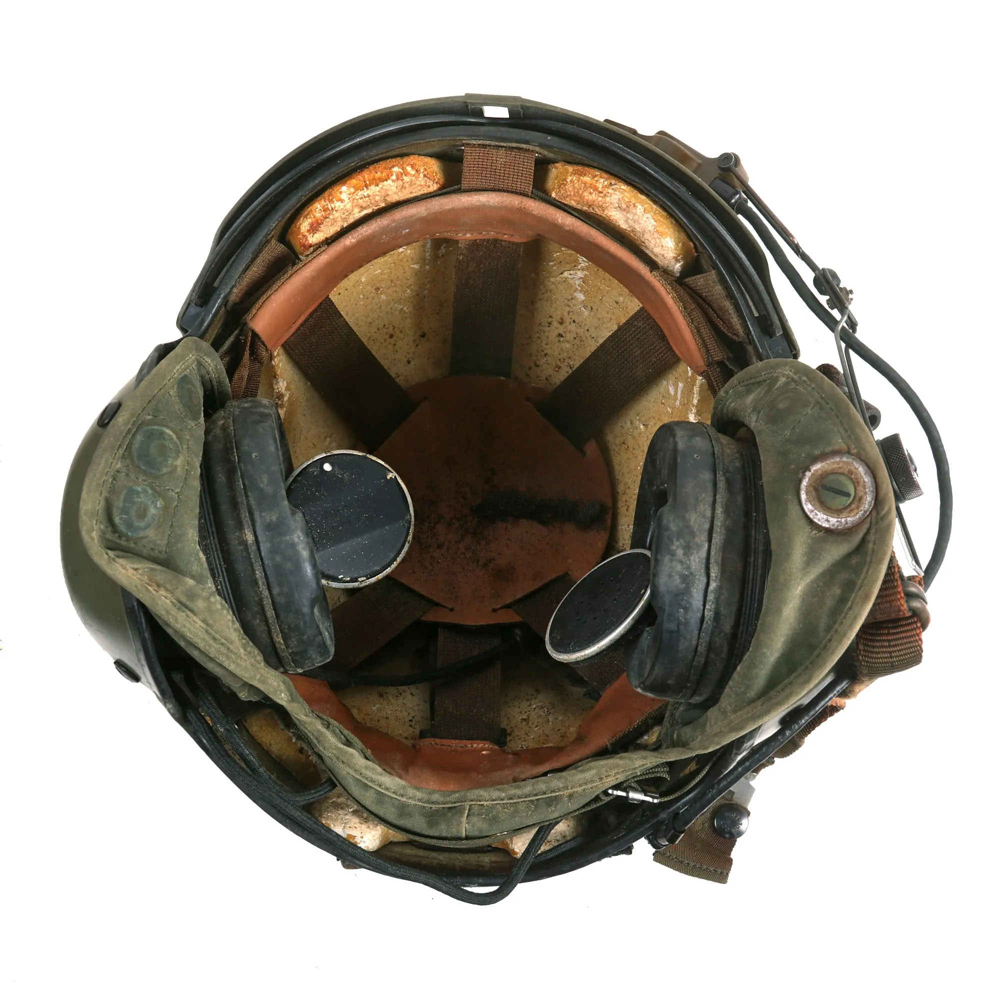 Original U.S. Vietnam War Era Named Gentex SPH-4 Helmet Helicopter Pilot With Nylon Helmet Bag and Size 11 Flight Gloves