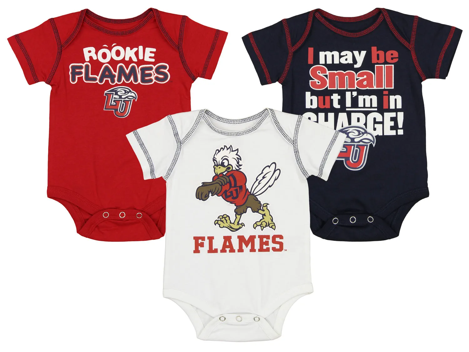 Outerstuff NCAA Infants Liberty Flames 3 Pack Creeper Bodysuit Set