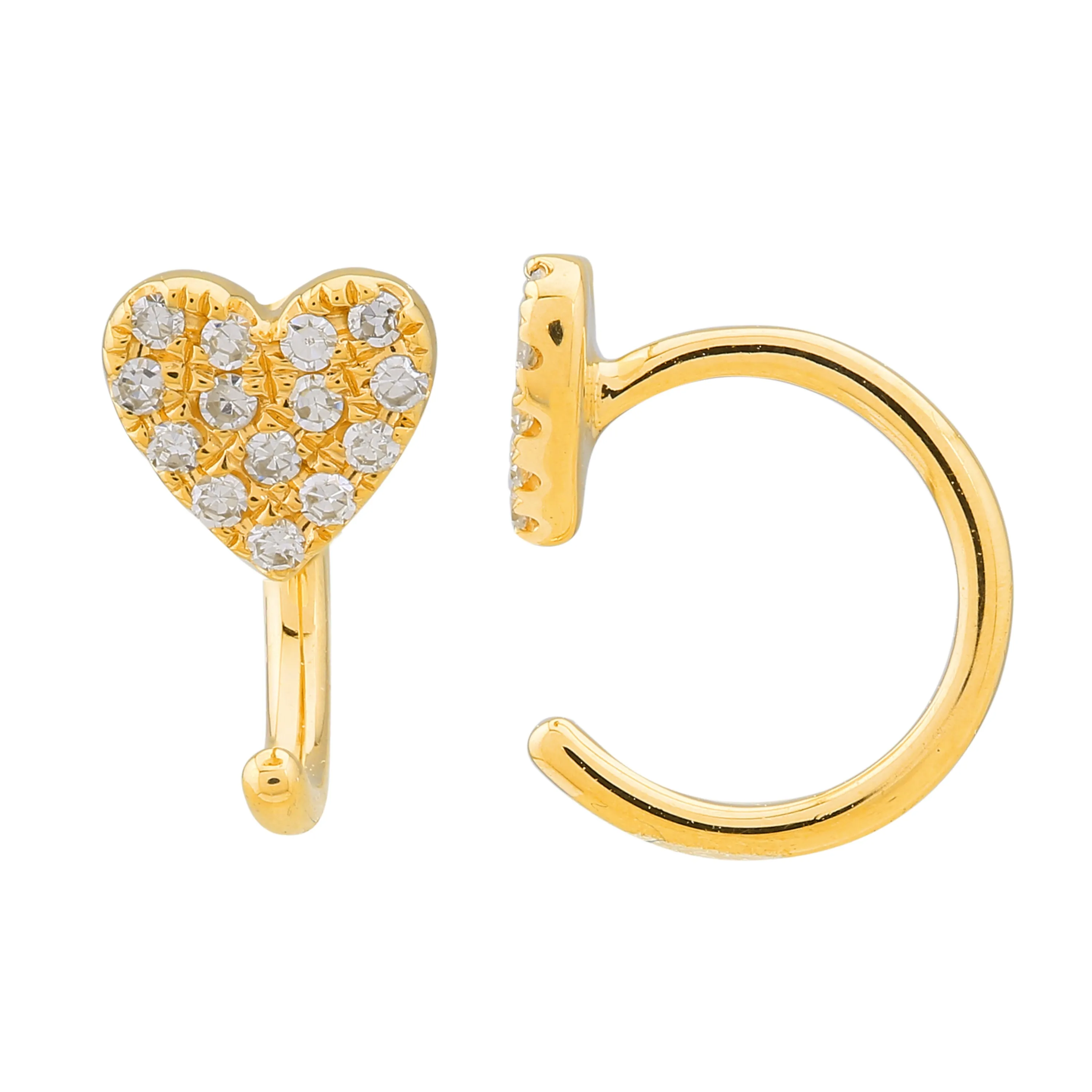 Pave Heart Ear Jacket Threaders