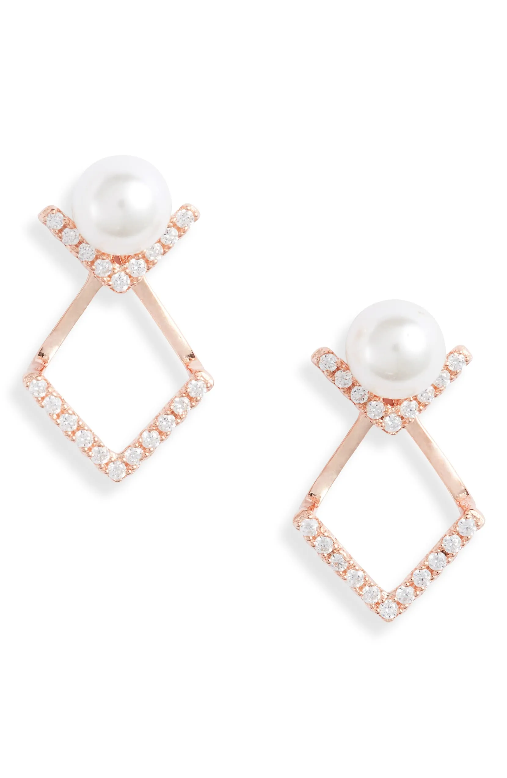 Pearl V Jacket Stud Earrings | More Colors Available