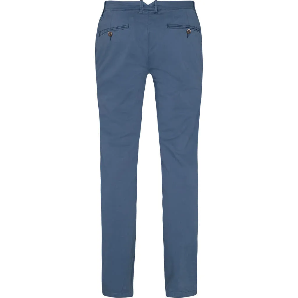 Pio Cotton Stretch Chino - MBL Mid Blue