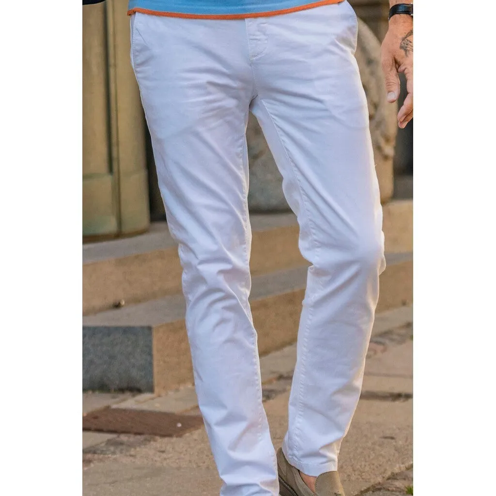 Pio Cotton Stretch Chino - WHT White