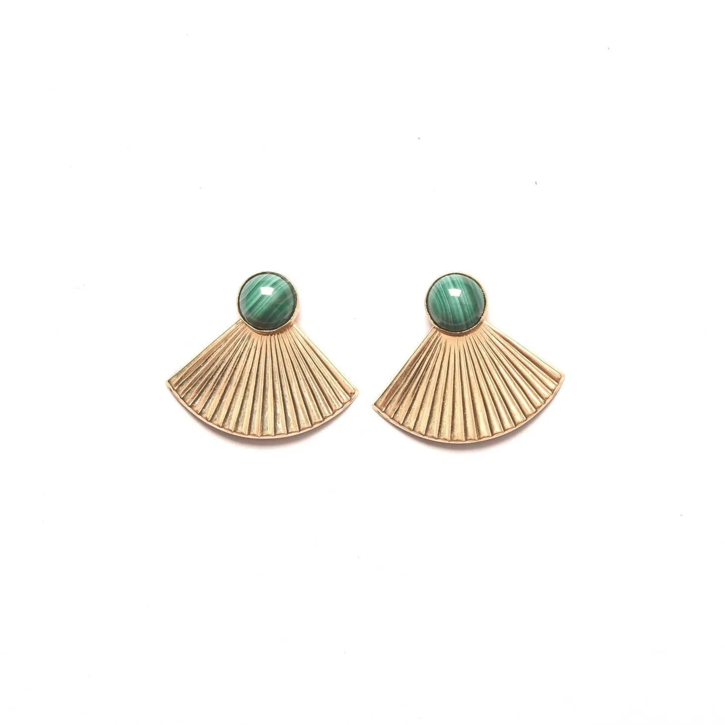 Pleat Jacket Earrings with Gemstone Stud