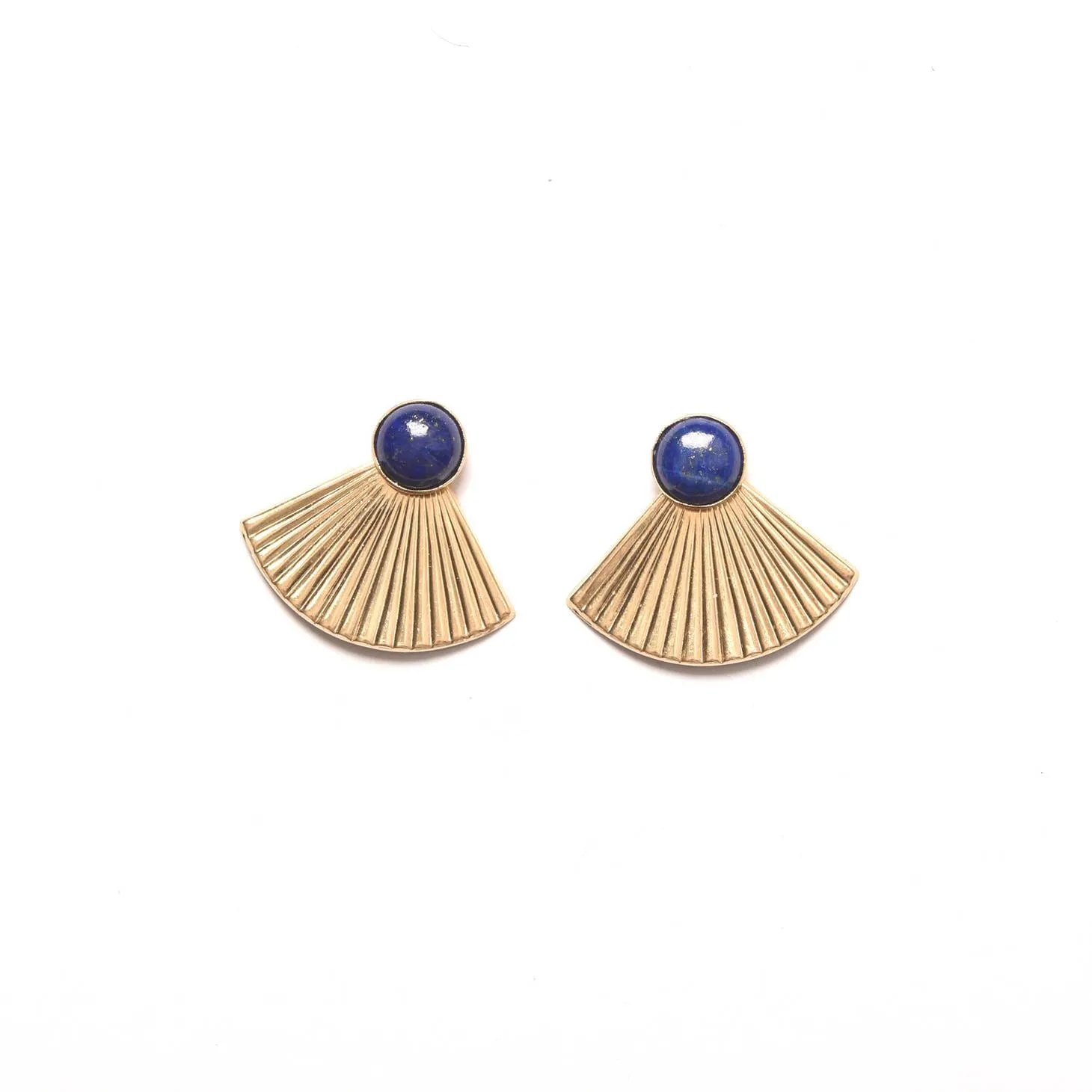 Pleat Jacket Earrings with Gemstone Stud