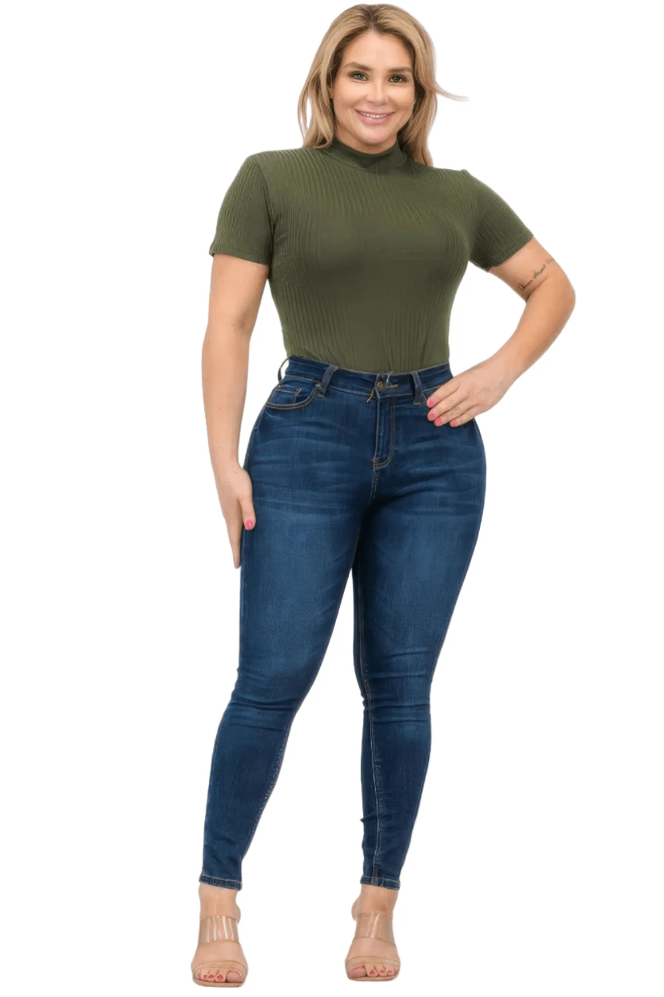 Plus Size Ribbed Short Sleeve Bodysuit