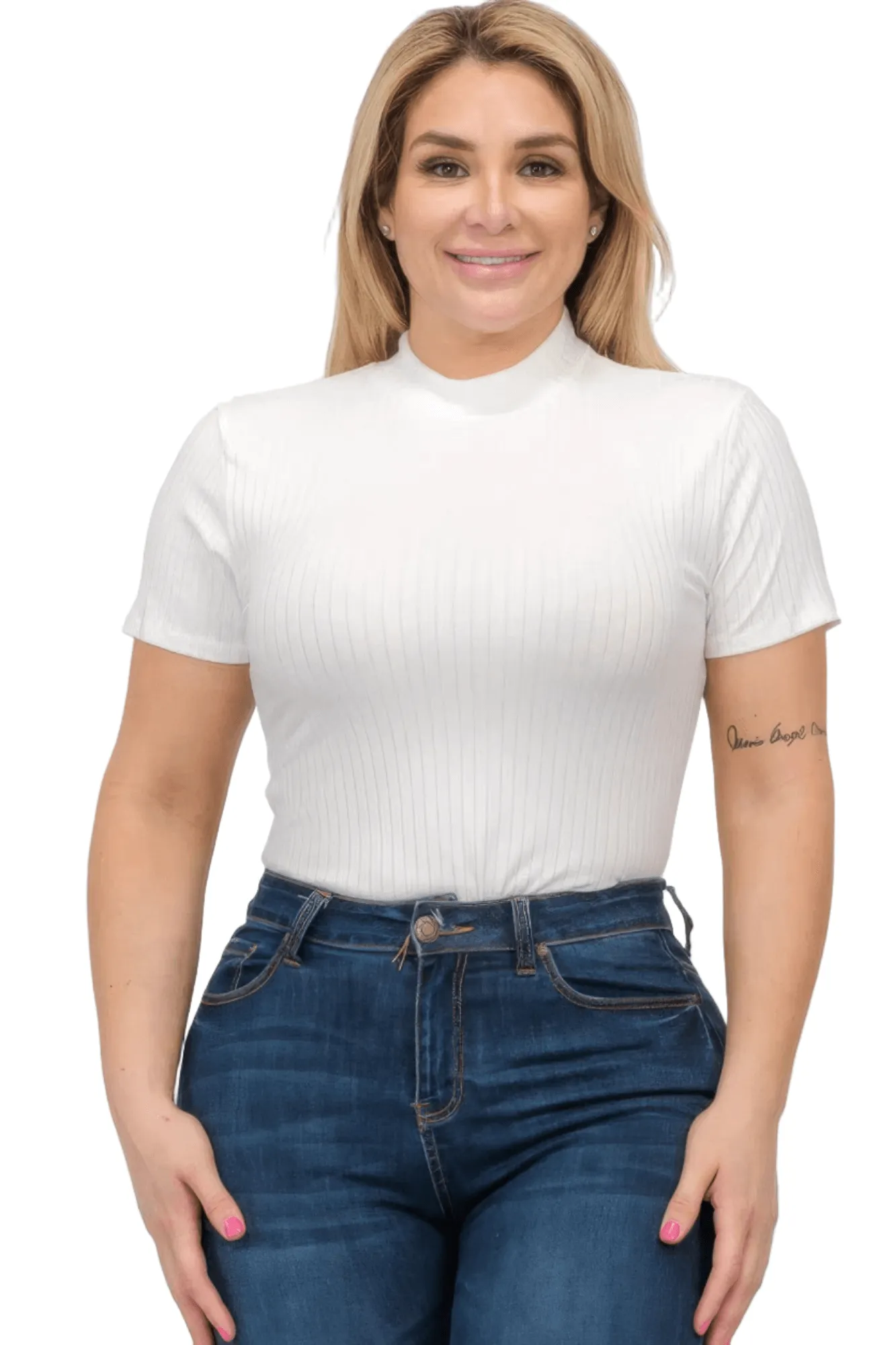 Plus Size Ribbed Short Sleeve Bodysuit