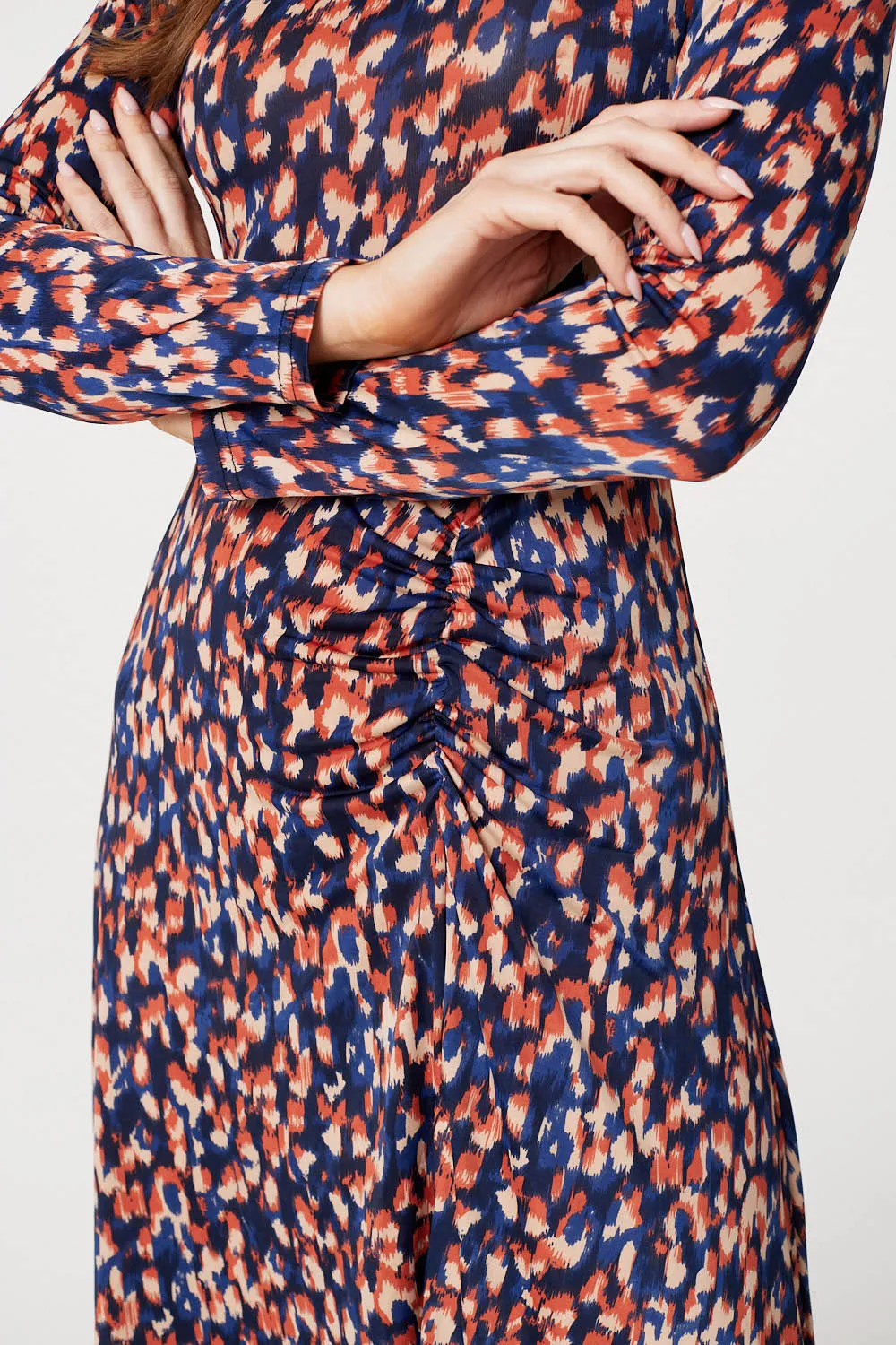 Printed Hanky Hem Midi Dress