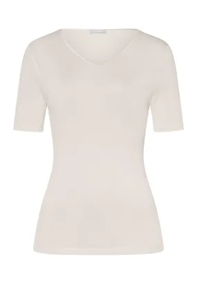 Pure Silk Fitted Silk V-Neck Top | Pale Cream 71718-116