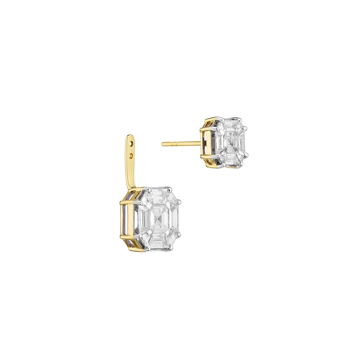 Puzzle Double Asscher Diamond Single Ear Jacket