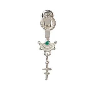 Rachel Entwistle Mini Celestial Ear Jacket Silver with an Emerald