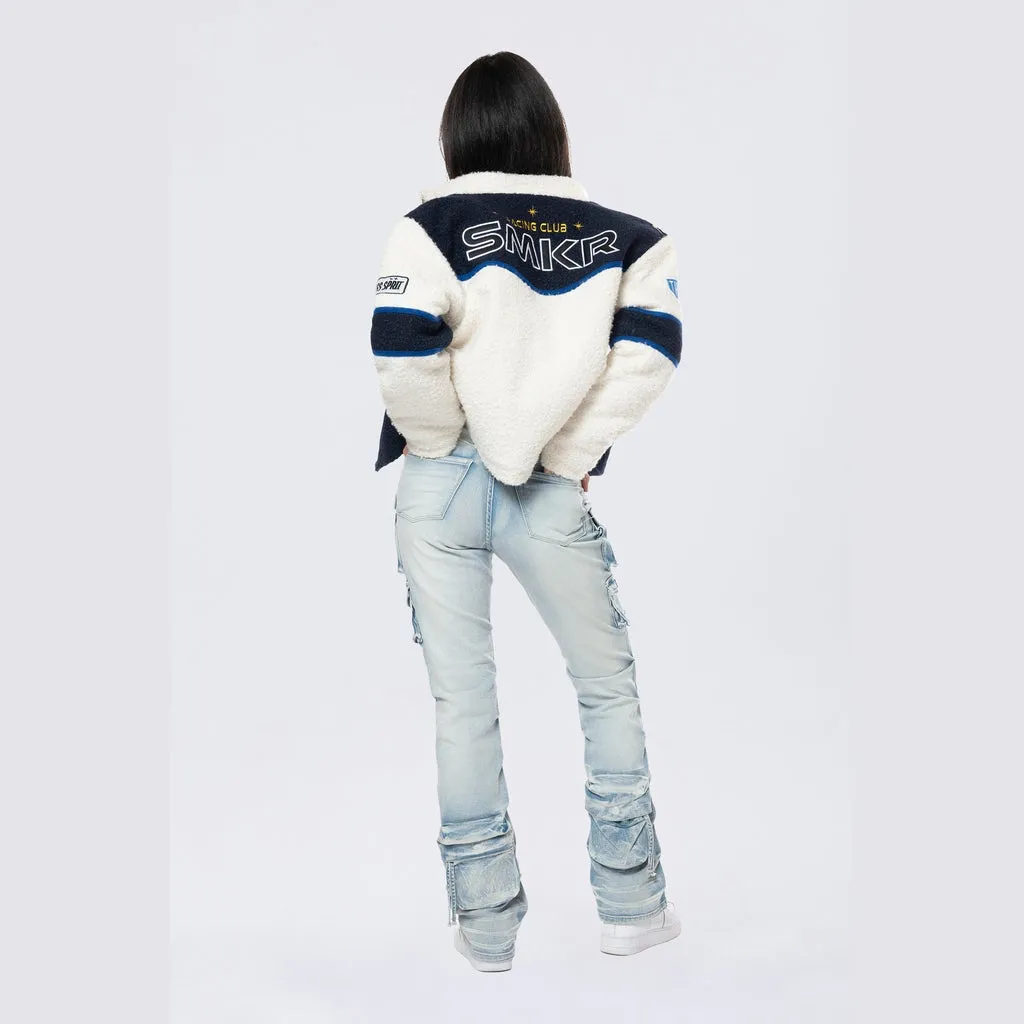 Racing Full Zip Sherpa Jacket - Off White