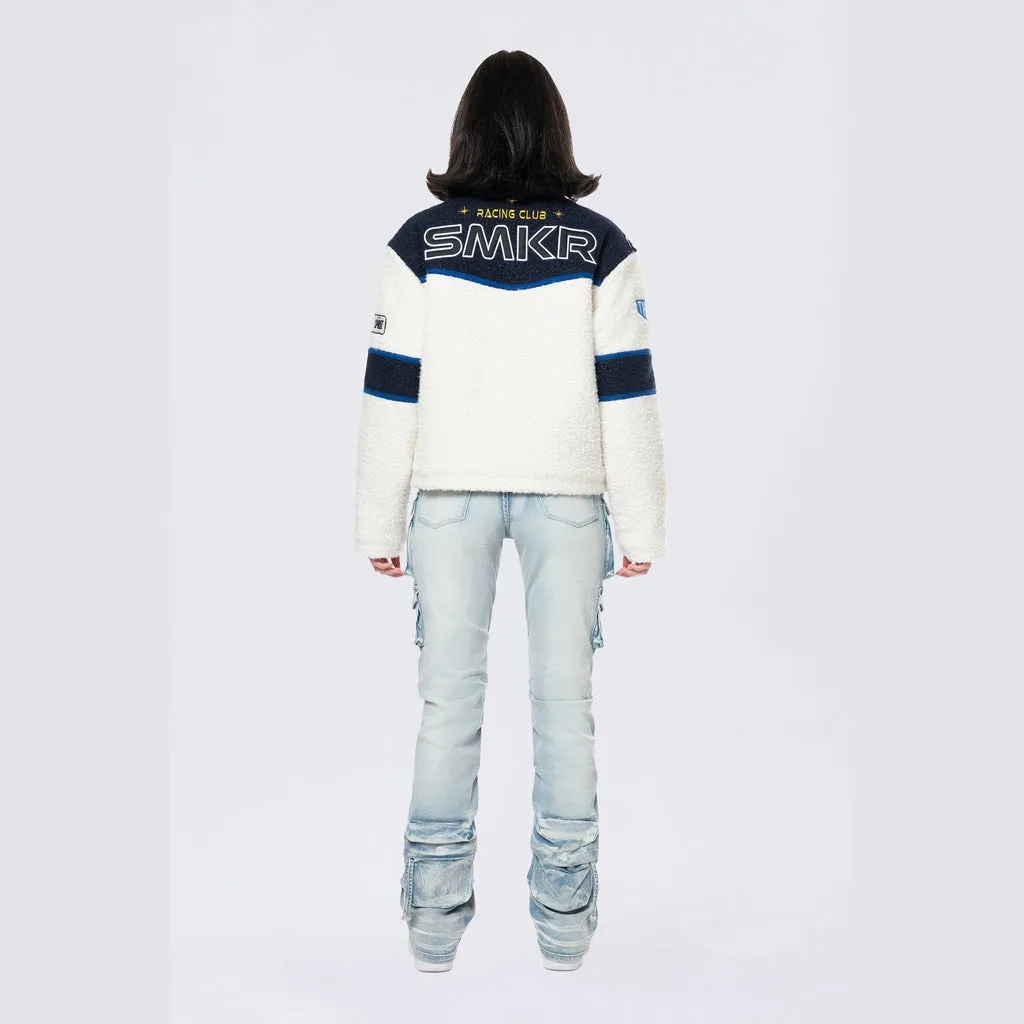 Racing Full Zip Sherpa Jacket - Off White