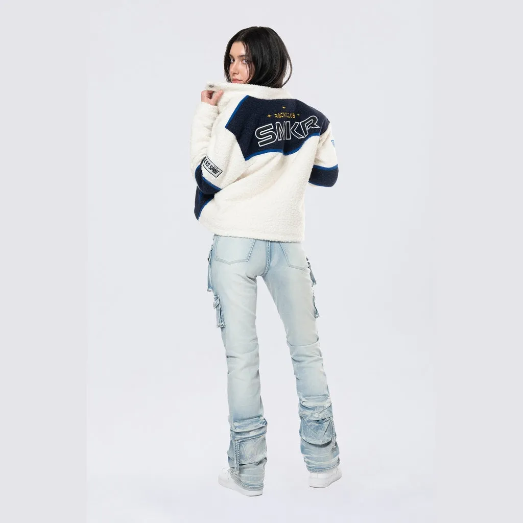 Racing Full Zip Sherpa Jacket - Off White