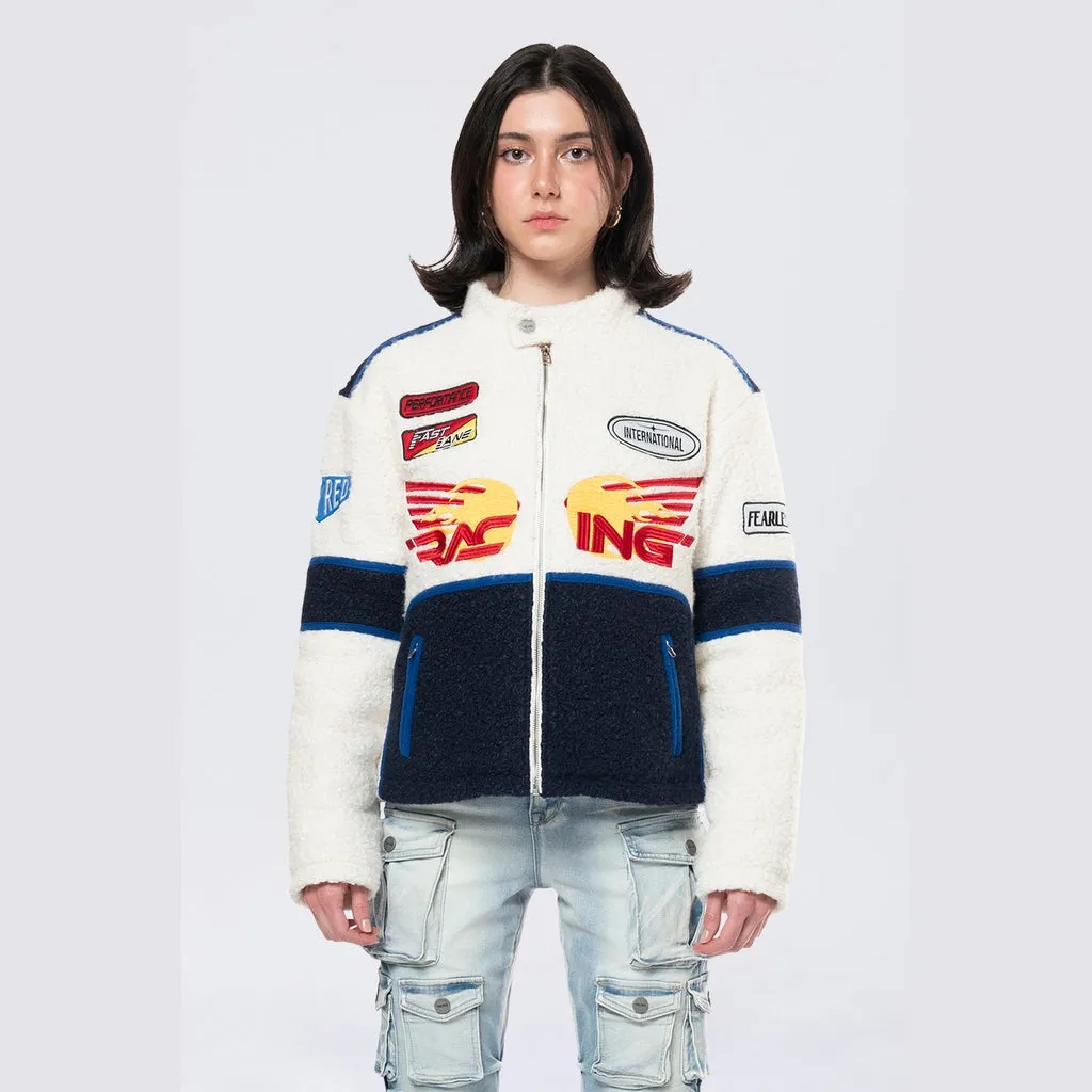 Racing Full Zip Sherpa Jacket - Off White