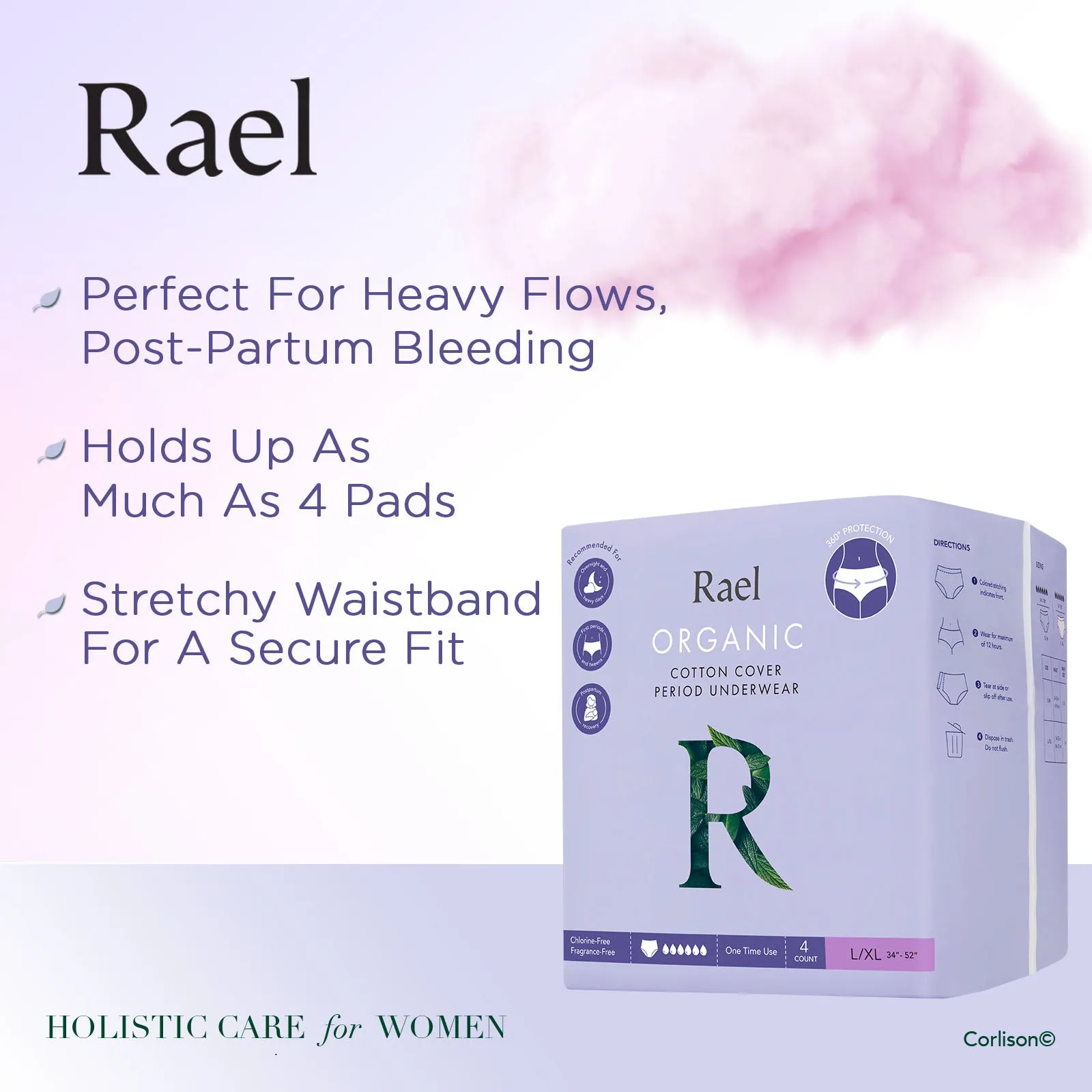 Rael Organic Cotton Period Underwear 5s (L/XL)