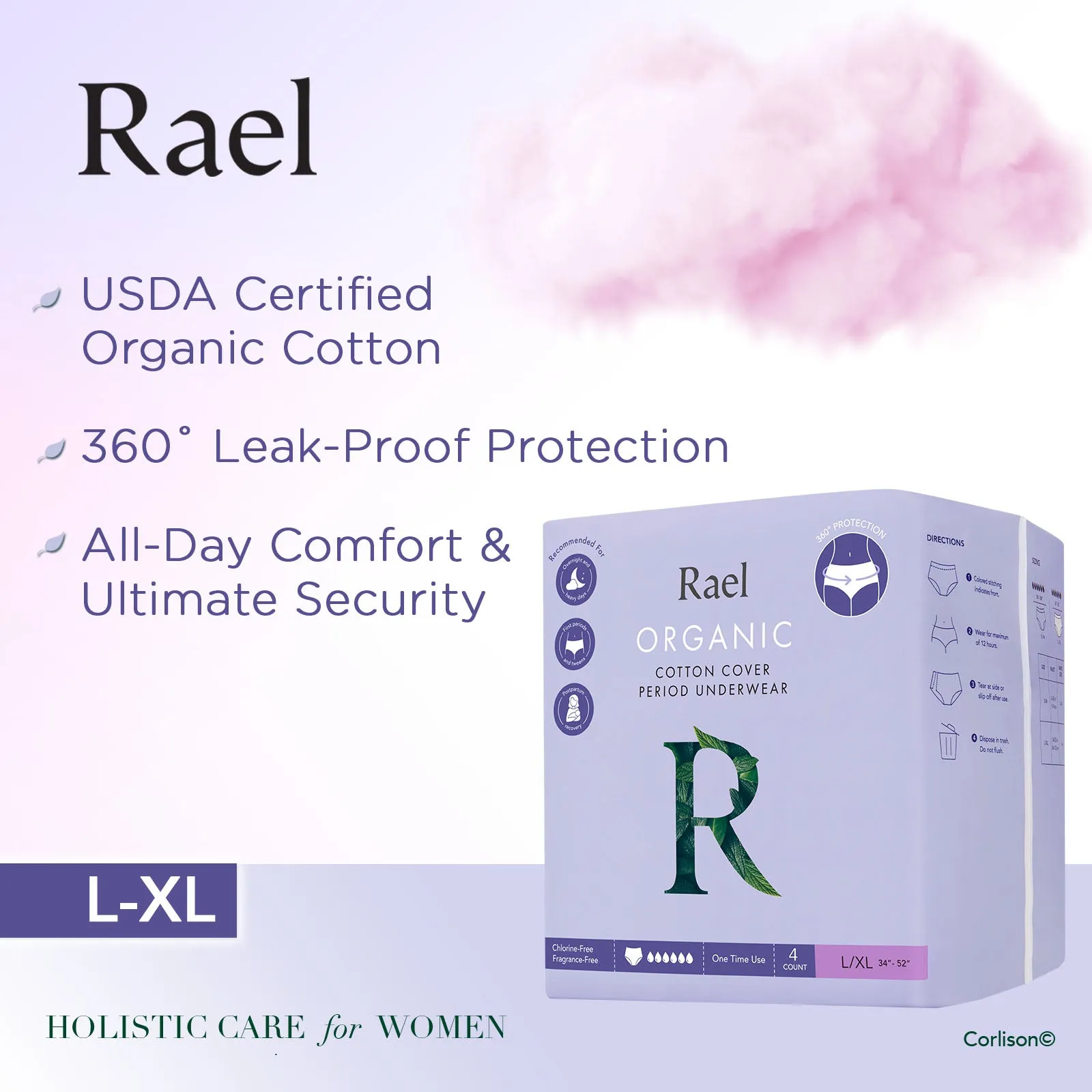 Rael Organic Cotton Period Underwear 5s (L/XL)