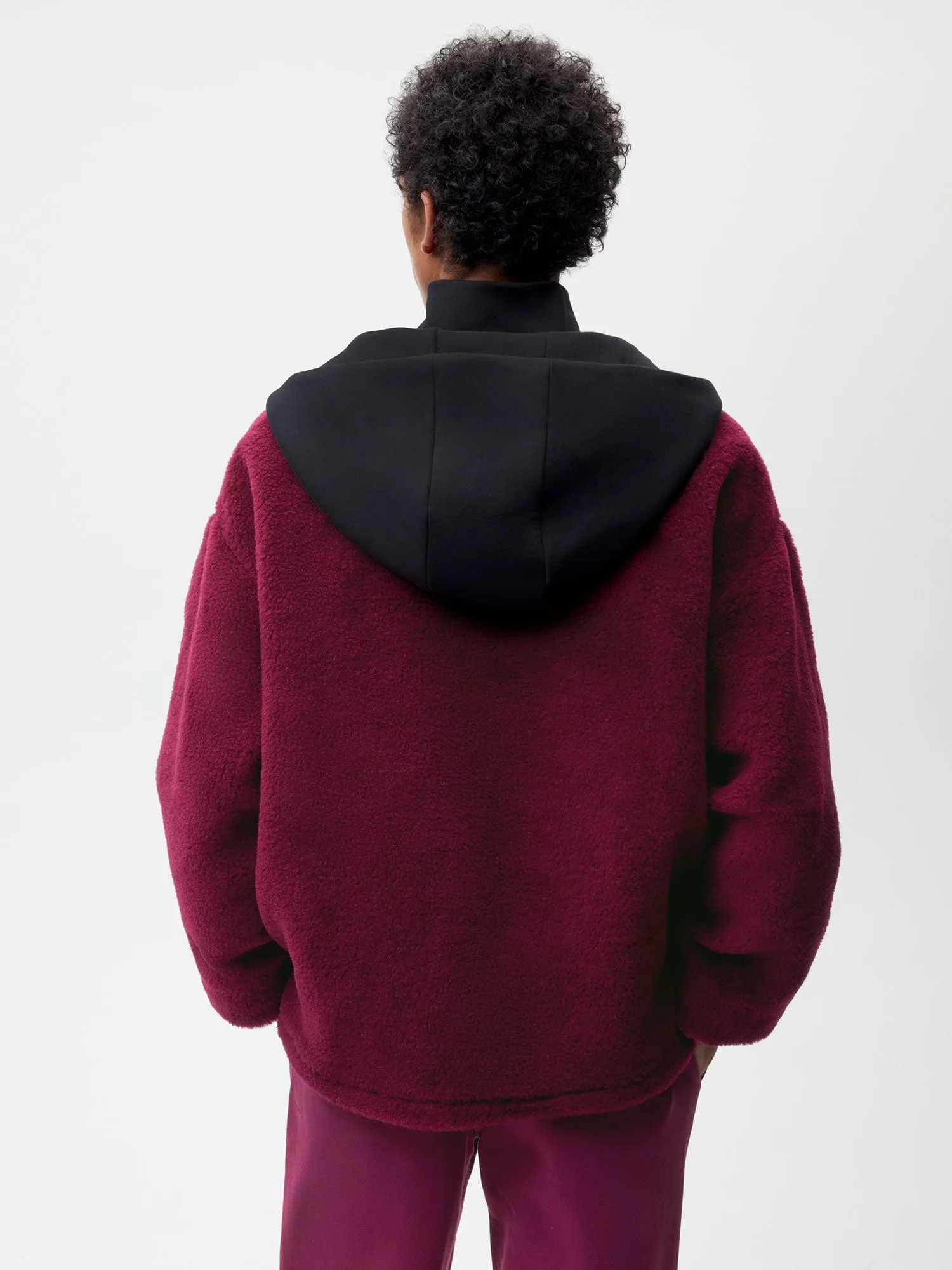 Recycled Wool Fleece Half Zip Jacket—plum purple