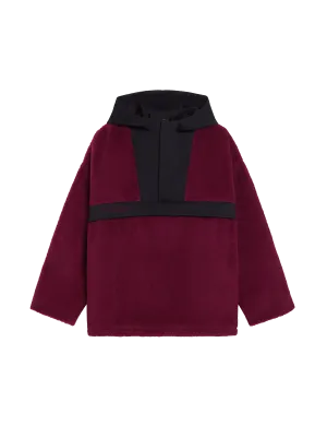 Recycled Wool Fleece Half Zip Jacket—plum purple