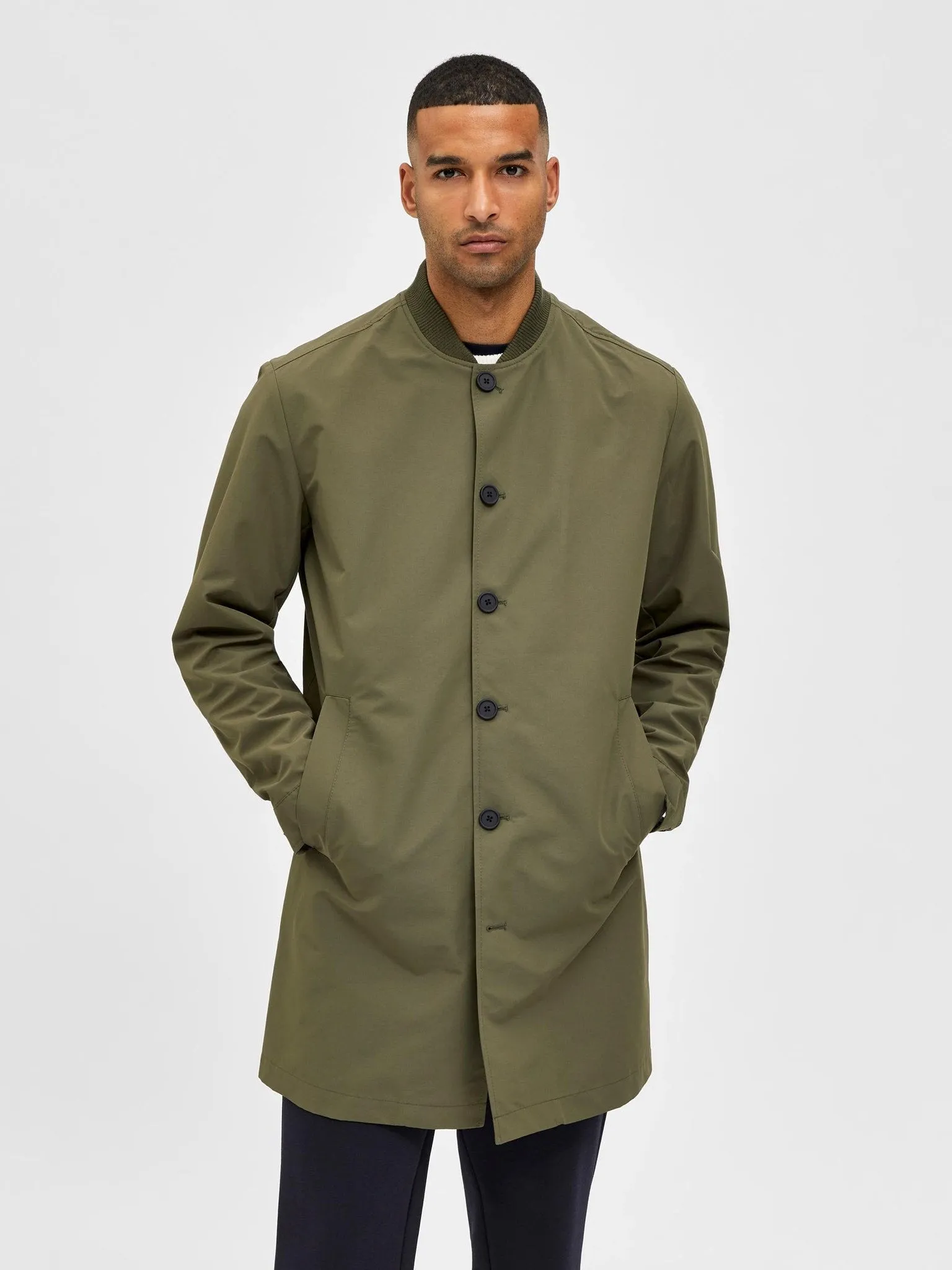 Ricky Rib Collar Coat - Grape Leaf