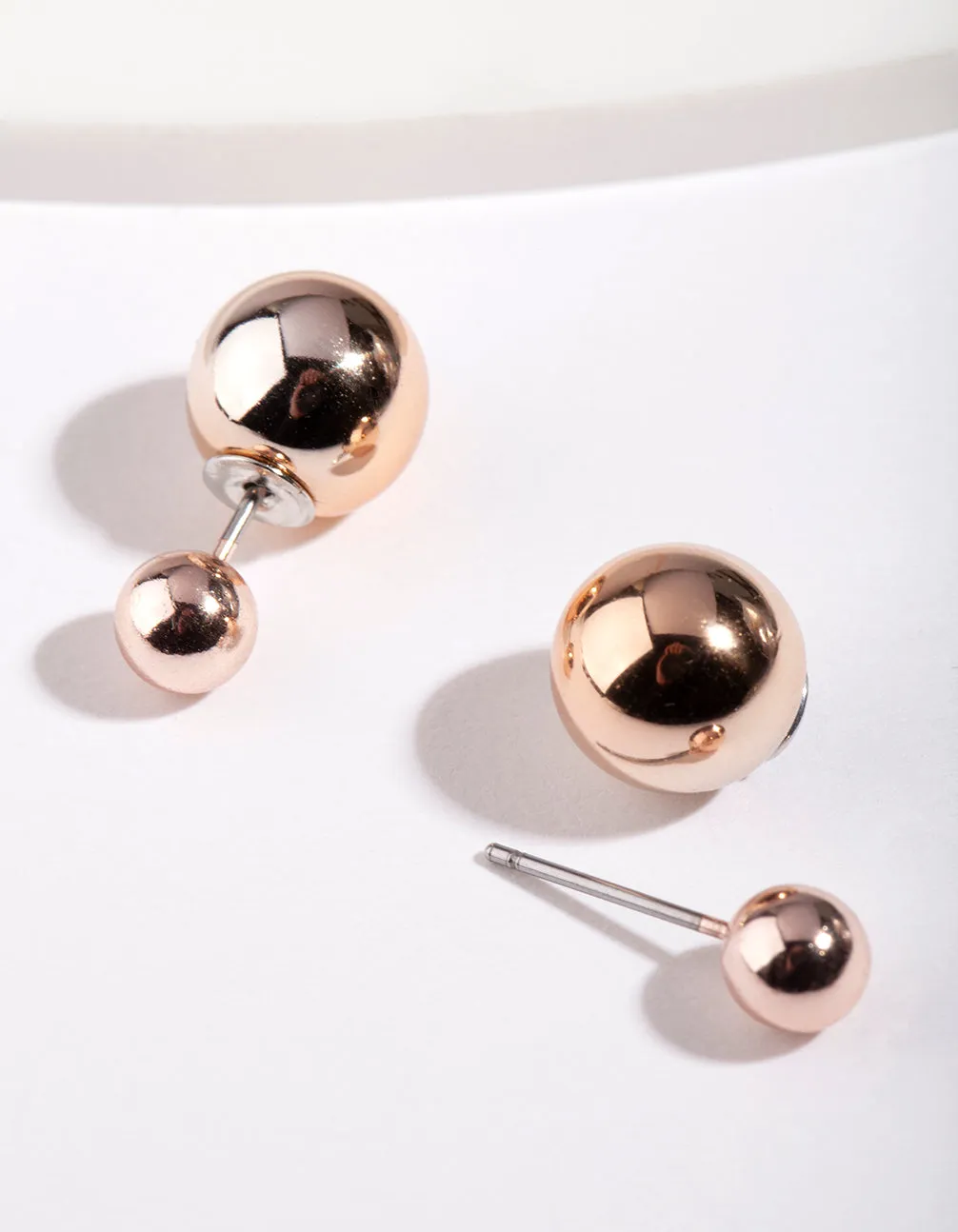 Rose Gold Polished Jacket Earrings