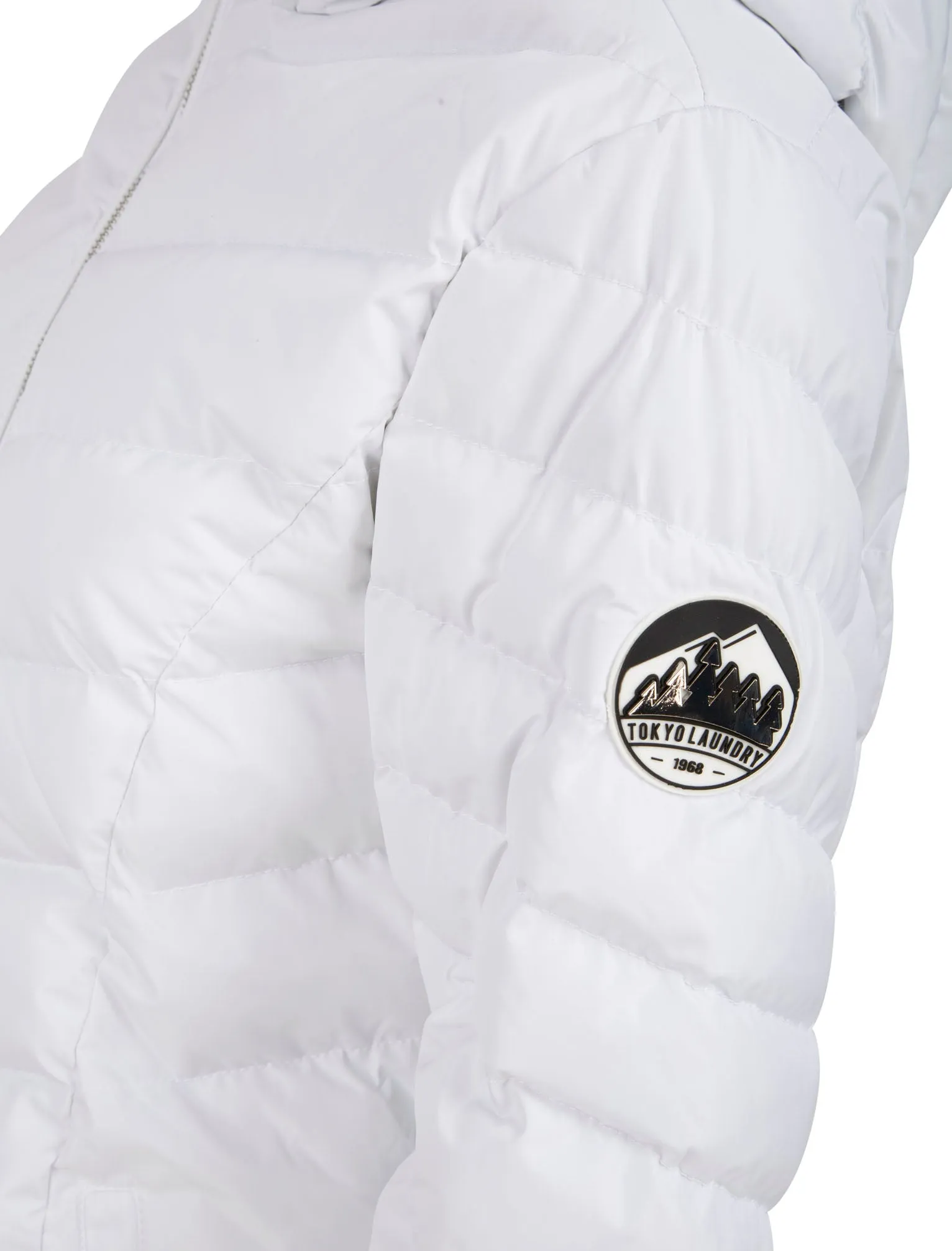 Safflower 2 Longline Quilted Puffer Coat with Hood In White - Tokyo Laundry