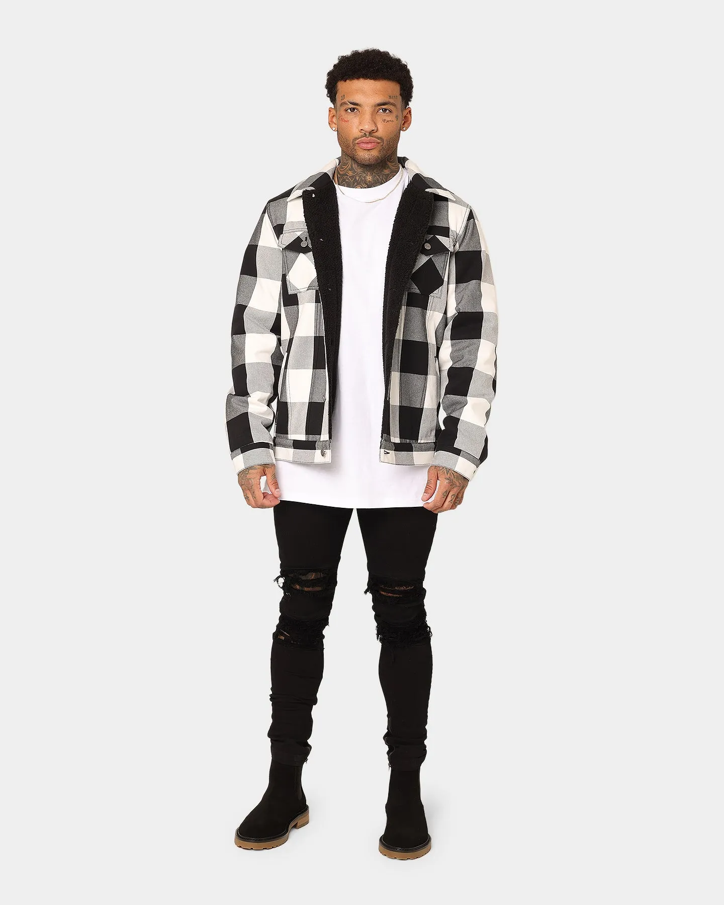 Saint Morta Checks Sherpa Jacket Black/White