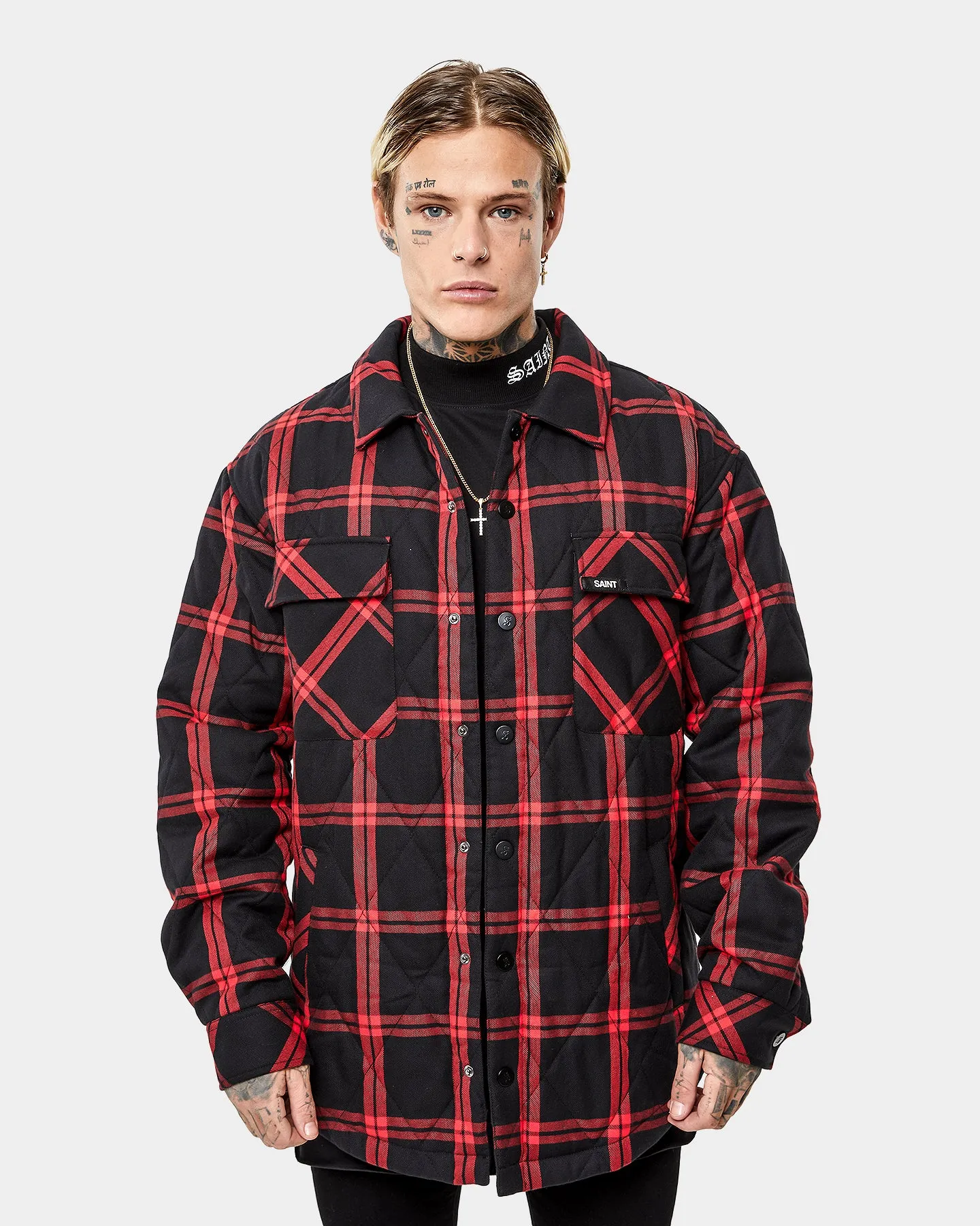 Saint Morta Quilted Flannel Jacket Red/Black