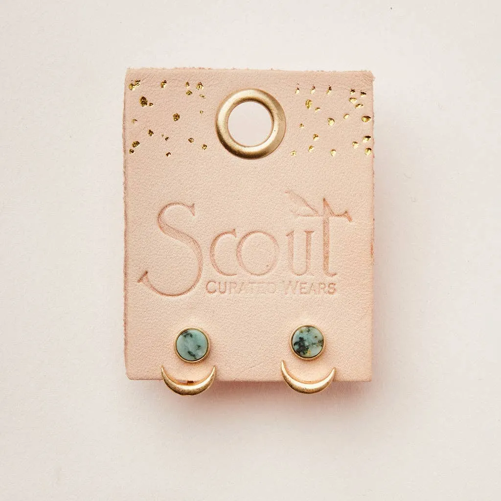 Scout Stone Moon Phase Ear Jacket - African Turquoise/Gold