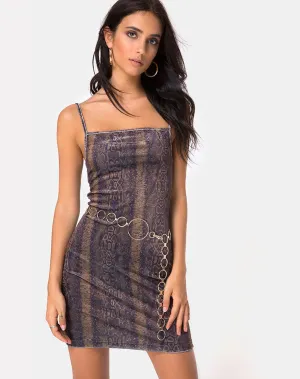 Selah Bodycon Dress in Velvet Brown Snake