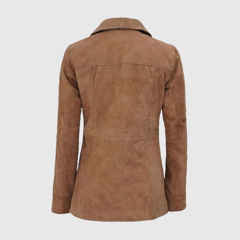 Shop Kandis Brown Woman Suede Coat Best Sales