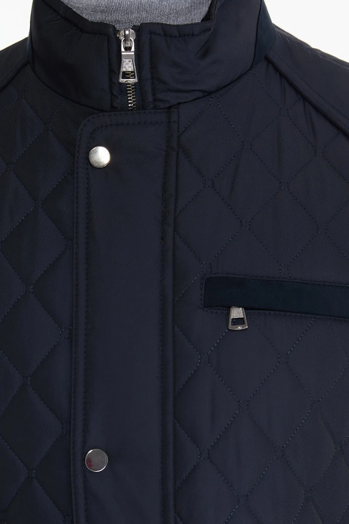 Slim Fit Navy Quilted Nivo Nebraska Coat