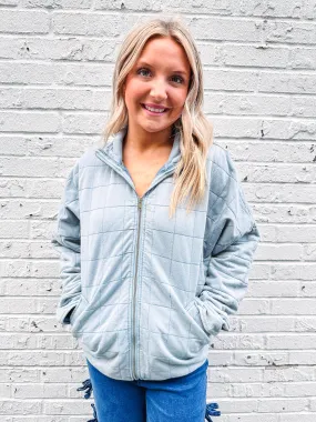 Soft Blue Quilted Jacket