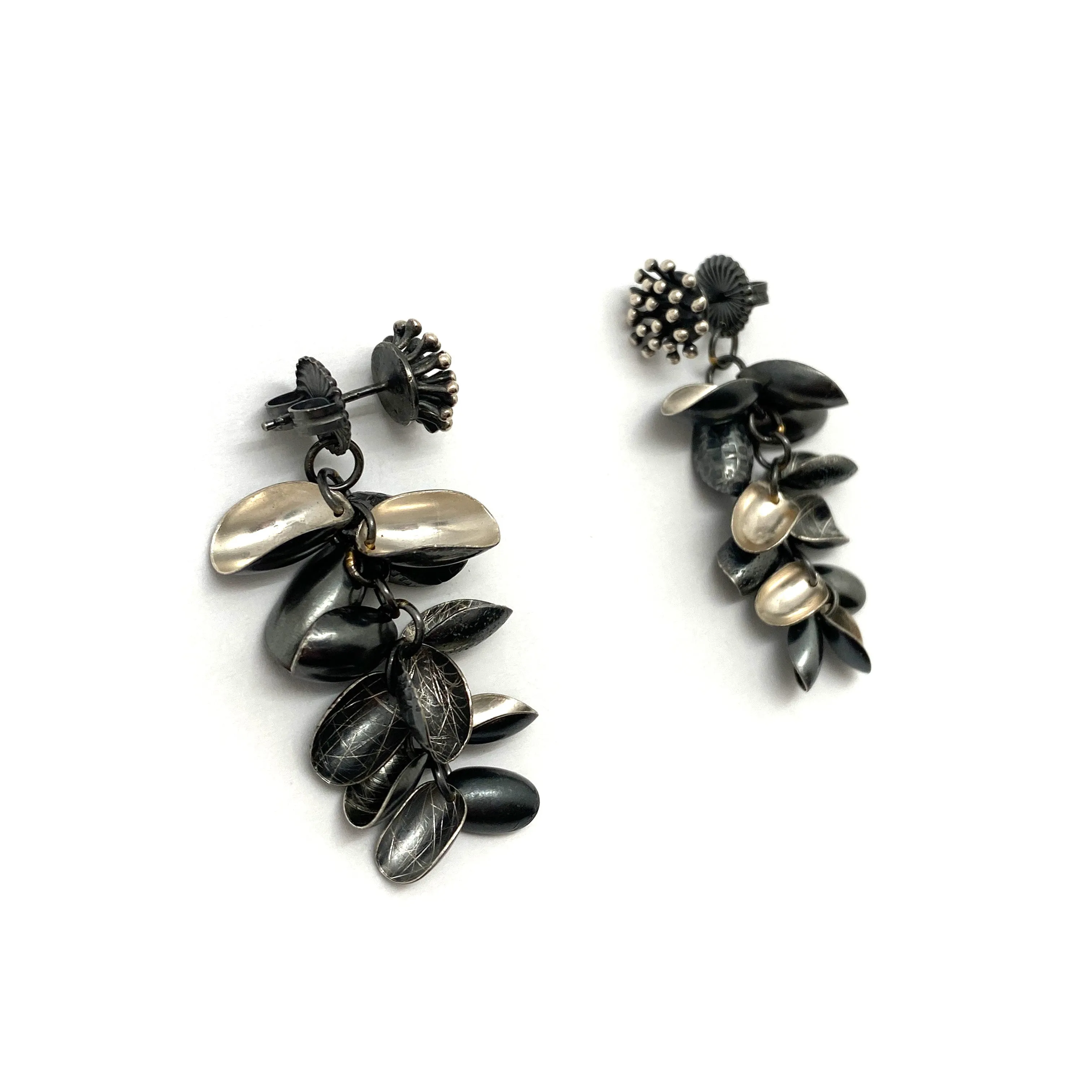 Starburst Studs with Short Silver Petal Jackets