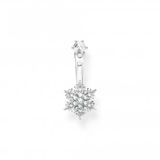 Sterling Silver Snowflake With White Stones Single Earring H2255-051-14