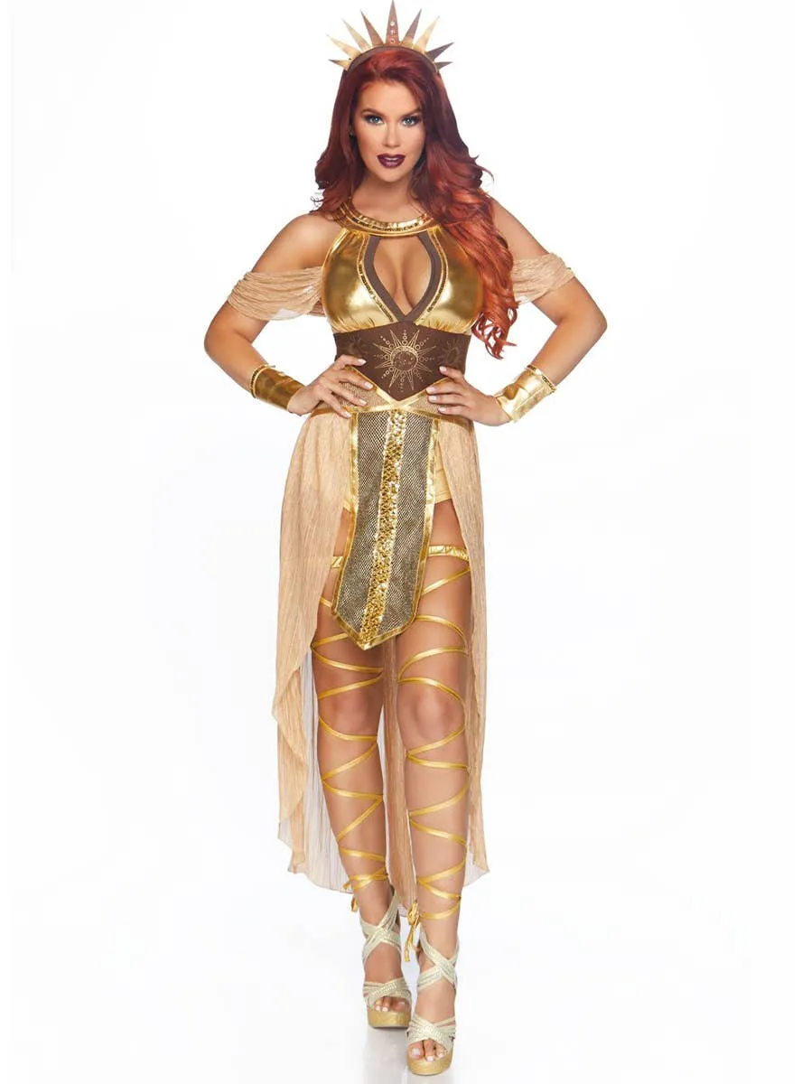 Sun Goddess Womens Golden Fancy Dress Costume