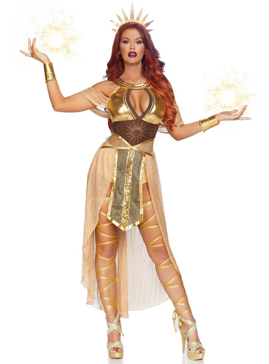 Sun Goddess Womens Golden Fancy Dress Costume