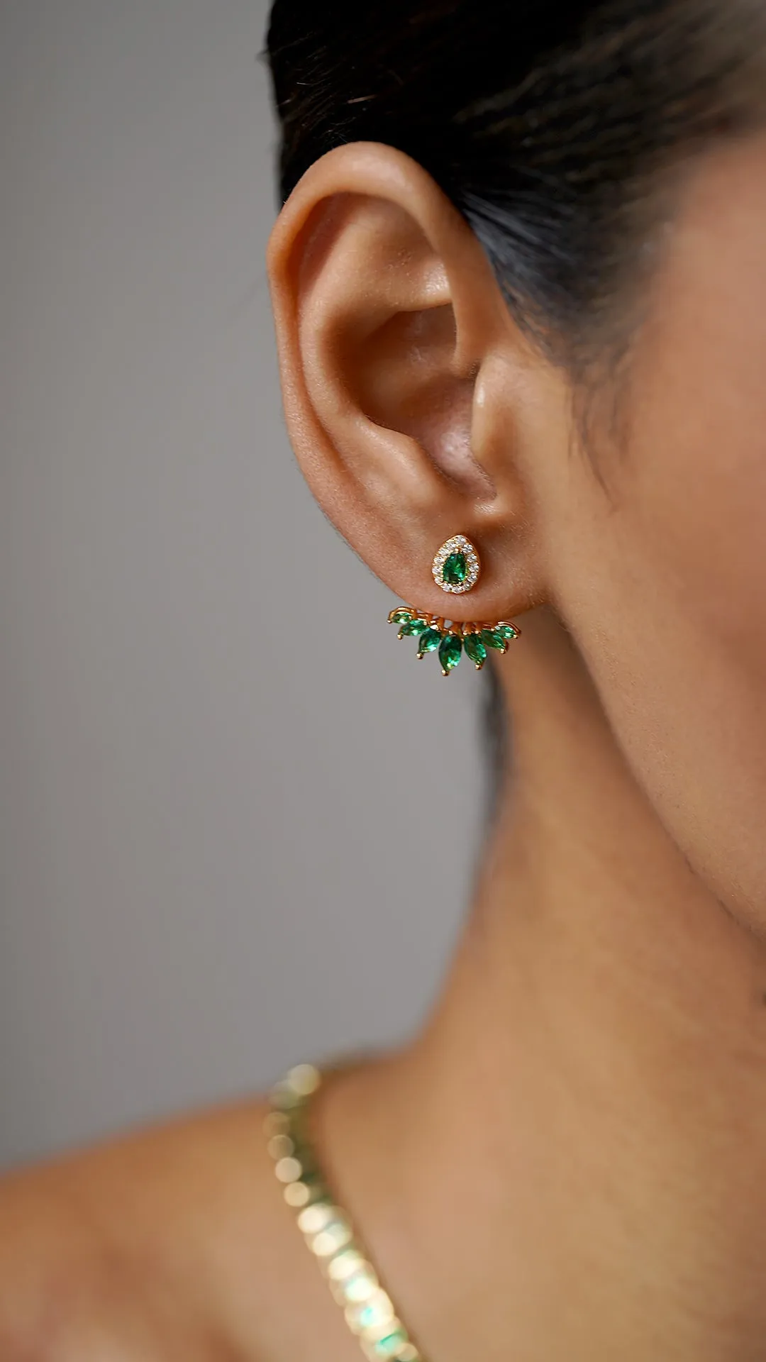 Suriya Emerald Ear Jackets 18K Gold Vermeil