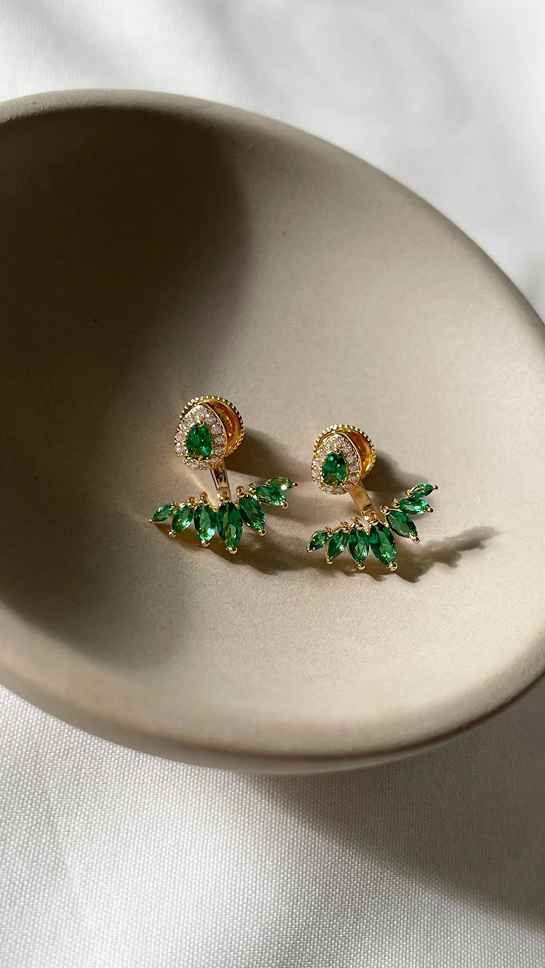 Suriya Emerald Ear Jackets 18K Gold Vermeil