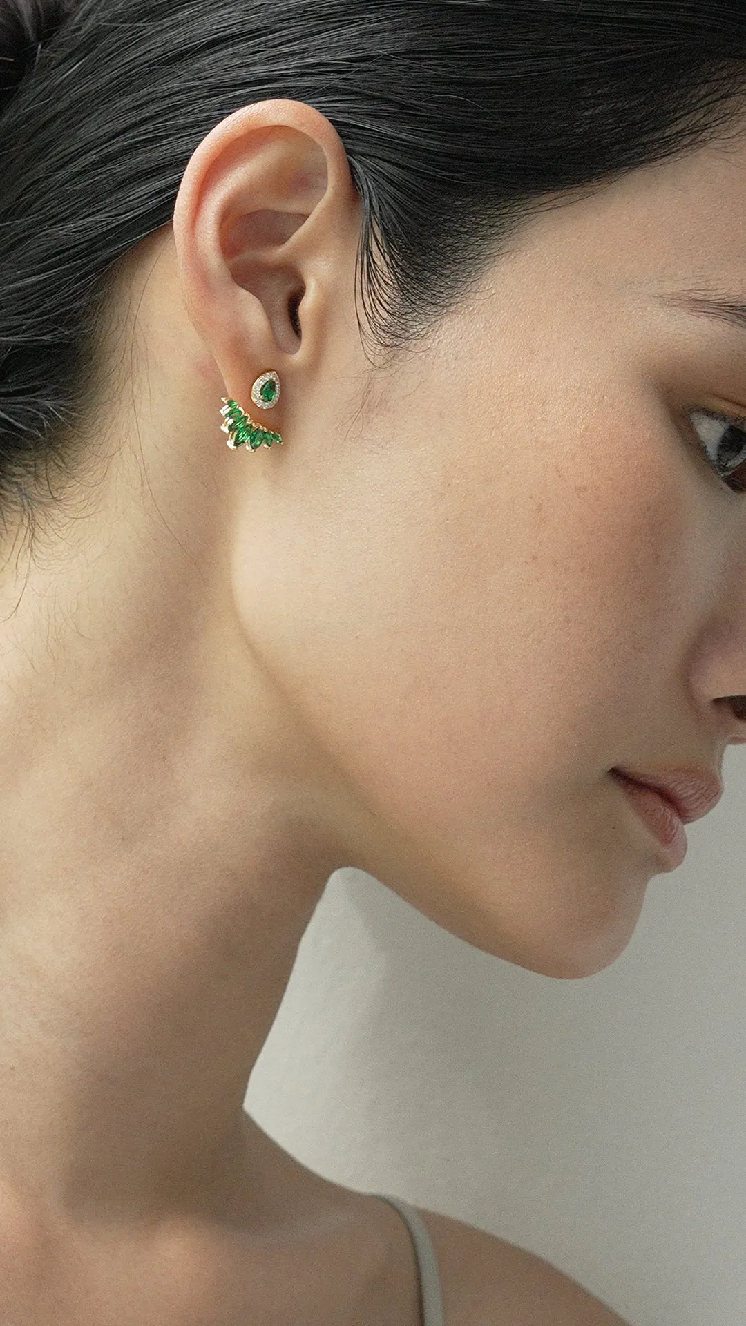 Suriya Emerald Ear Jackets 18K Gold Vermeil