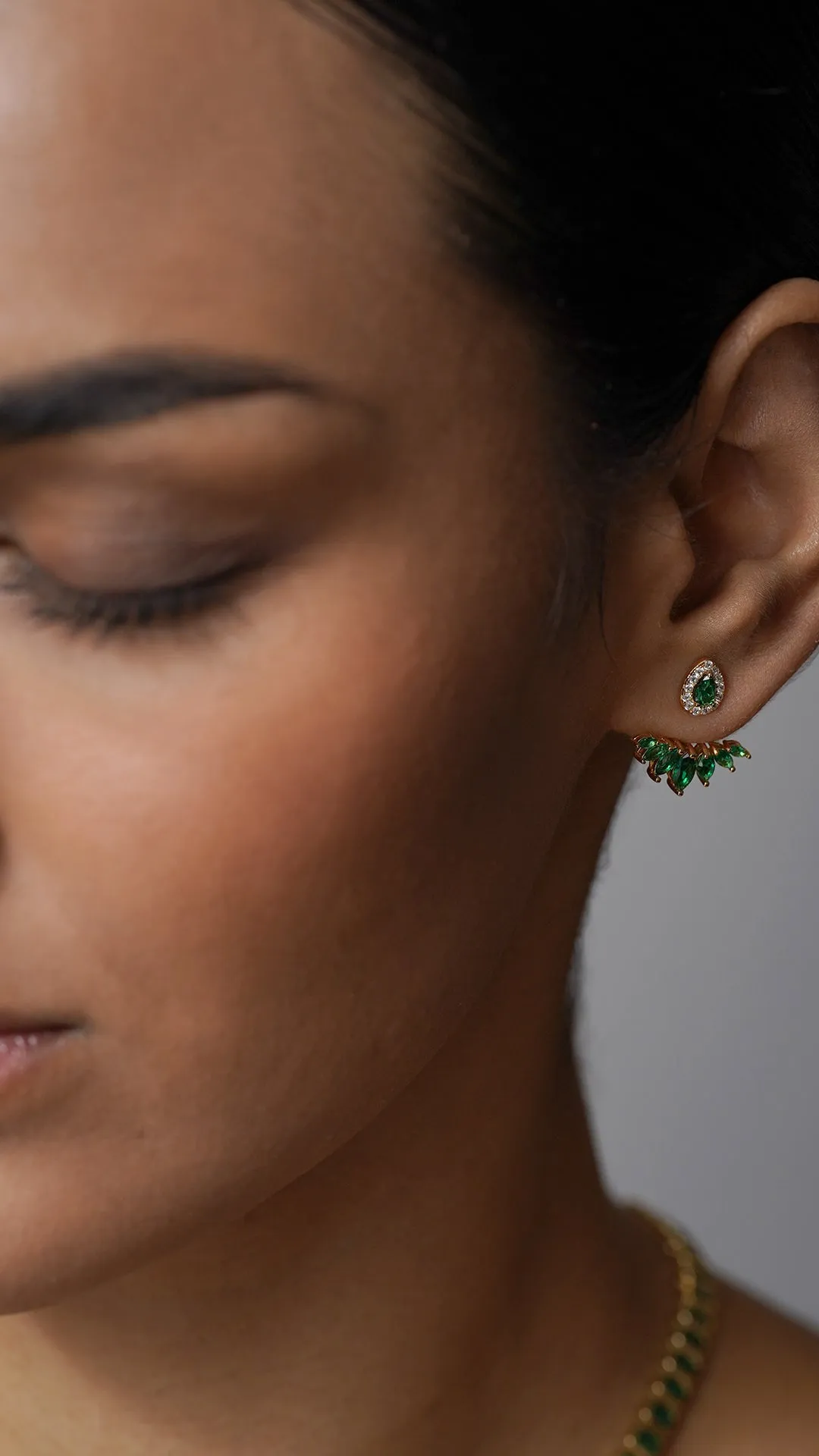 Suriya Emerald Ear Jackets 18K Gold Vermeil