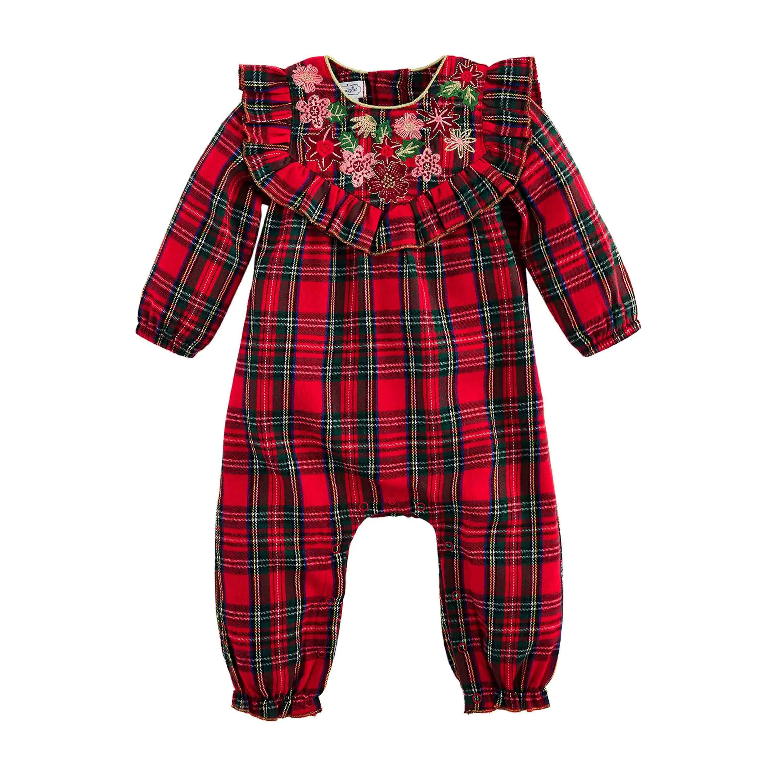 Tartan Embroidered Baby Bodysuit