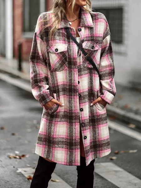 TEEK - Plaid Cardigan Shirt Jacket