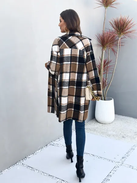 TEEK - Plaid Cardigan Shirt Jacket