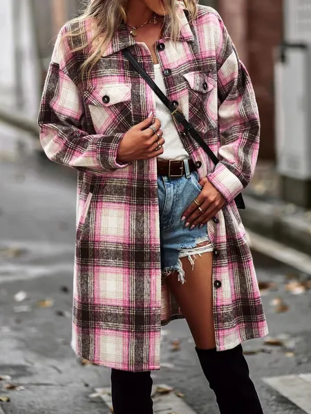 TEEK - Plaid Cardigan Shirt Jacket