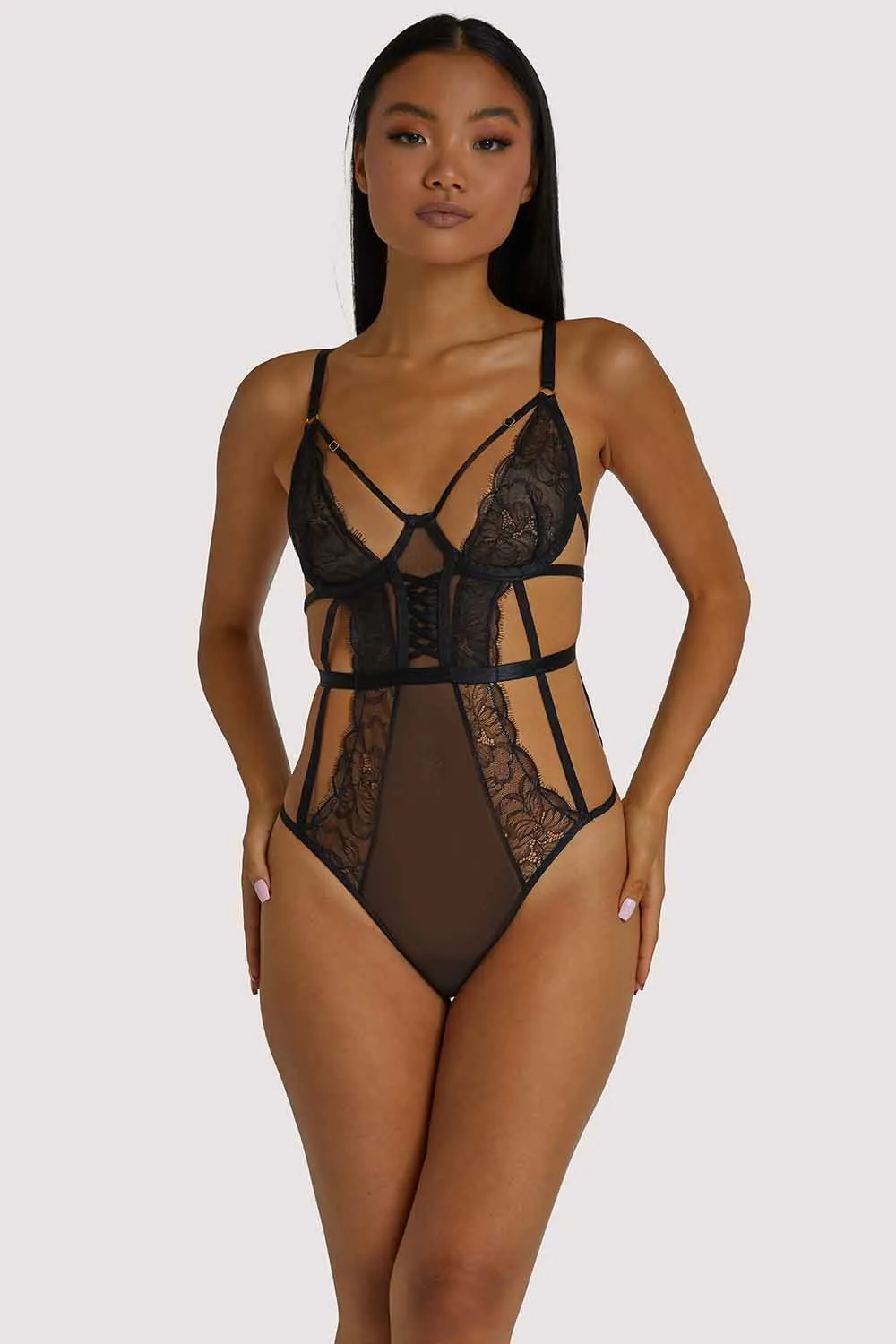 Teigan Black Lace Up Strappy Body