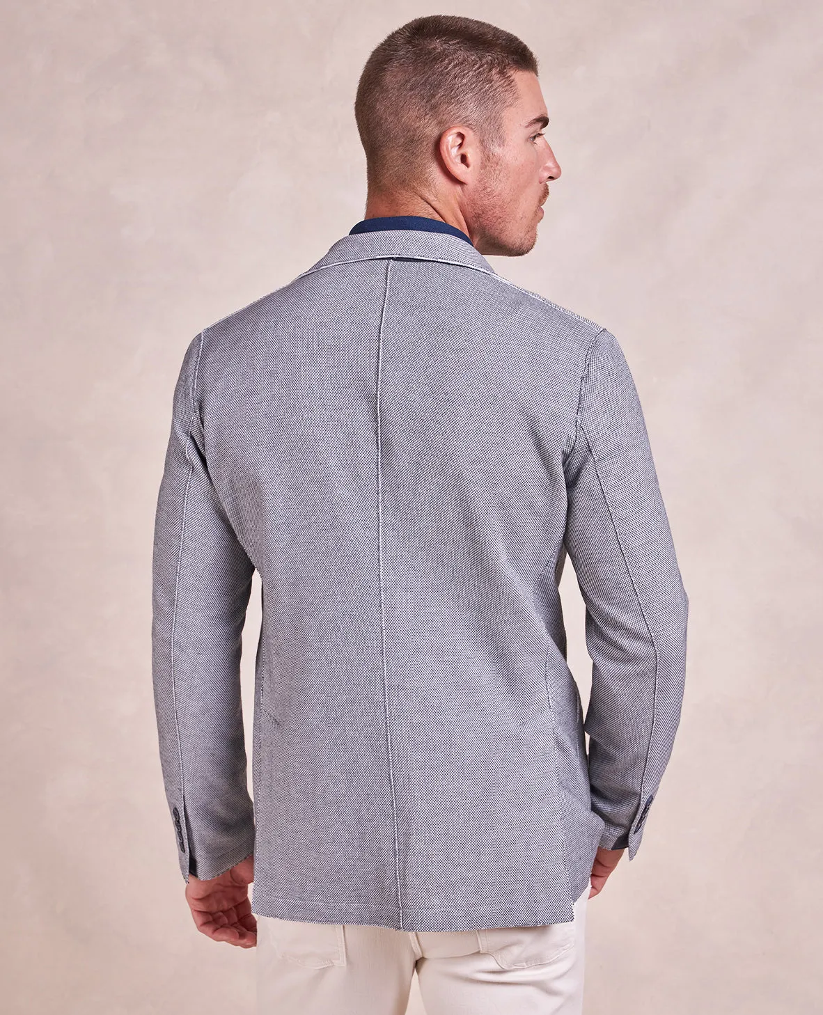 The Luca - Distressed Pique Soft Jacket - White/Grey