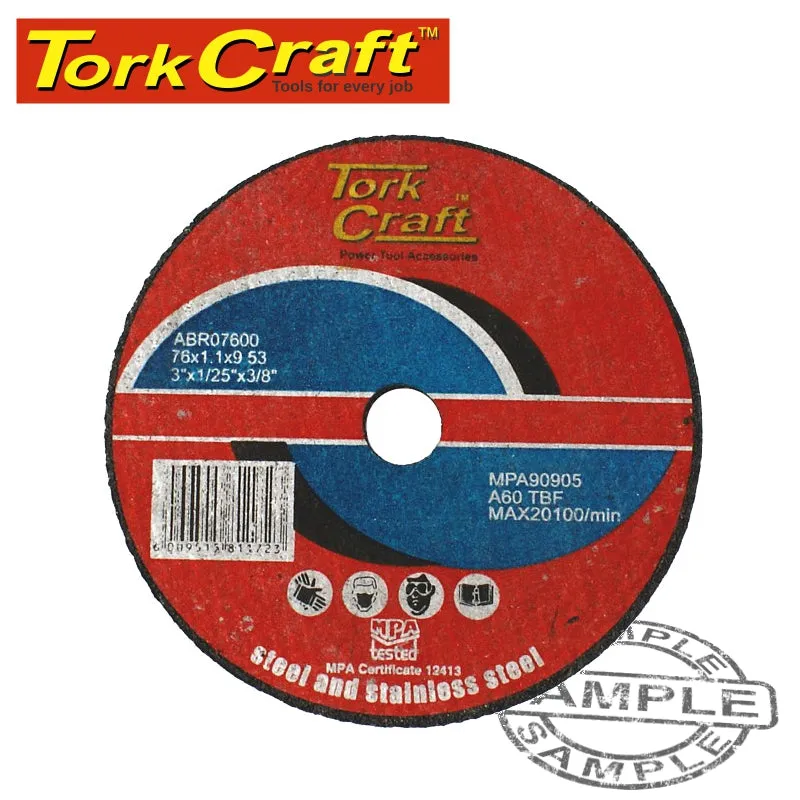 TORK CRAFT ABRASIVE CUTTING WHEEL FOR STEEL 76 X 1.1 X 9.53 ABR07600