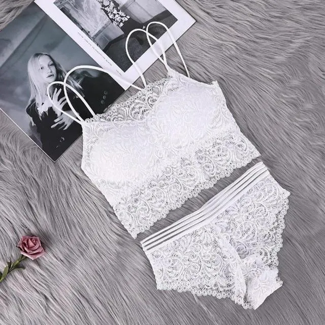 Transparent Lace Bra and Panty Set Women