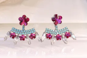 TURQUOISE And Fuchsia EAR JACKET